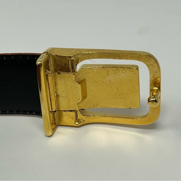 Vintage Pierre Cardin Logo Belt Croc Embossed Brown Leather Gold‎ Buckle Size L main image 4
